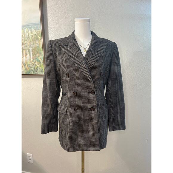 Vintage Embassy Row Petites Pure Wool Plaid Blazer Women’s 6P Double Breasted - Picture 8 of 8